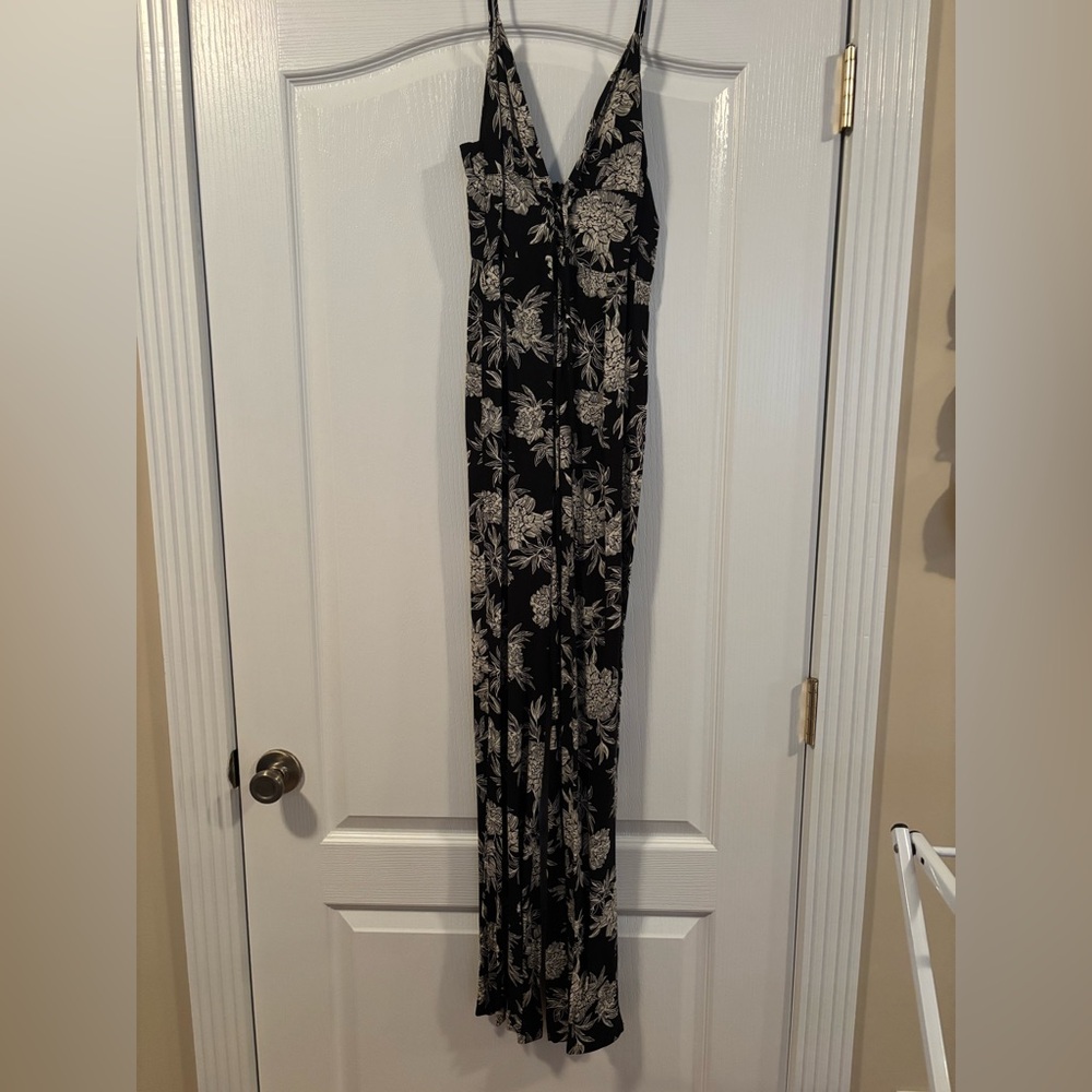 Black Floral V-Neck Jumpsuit